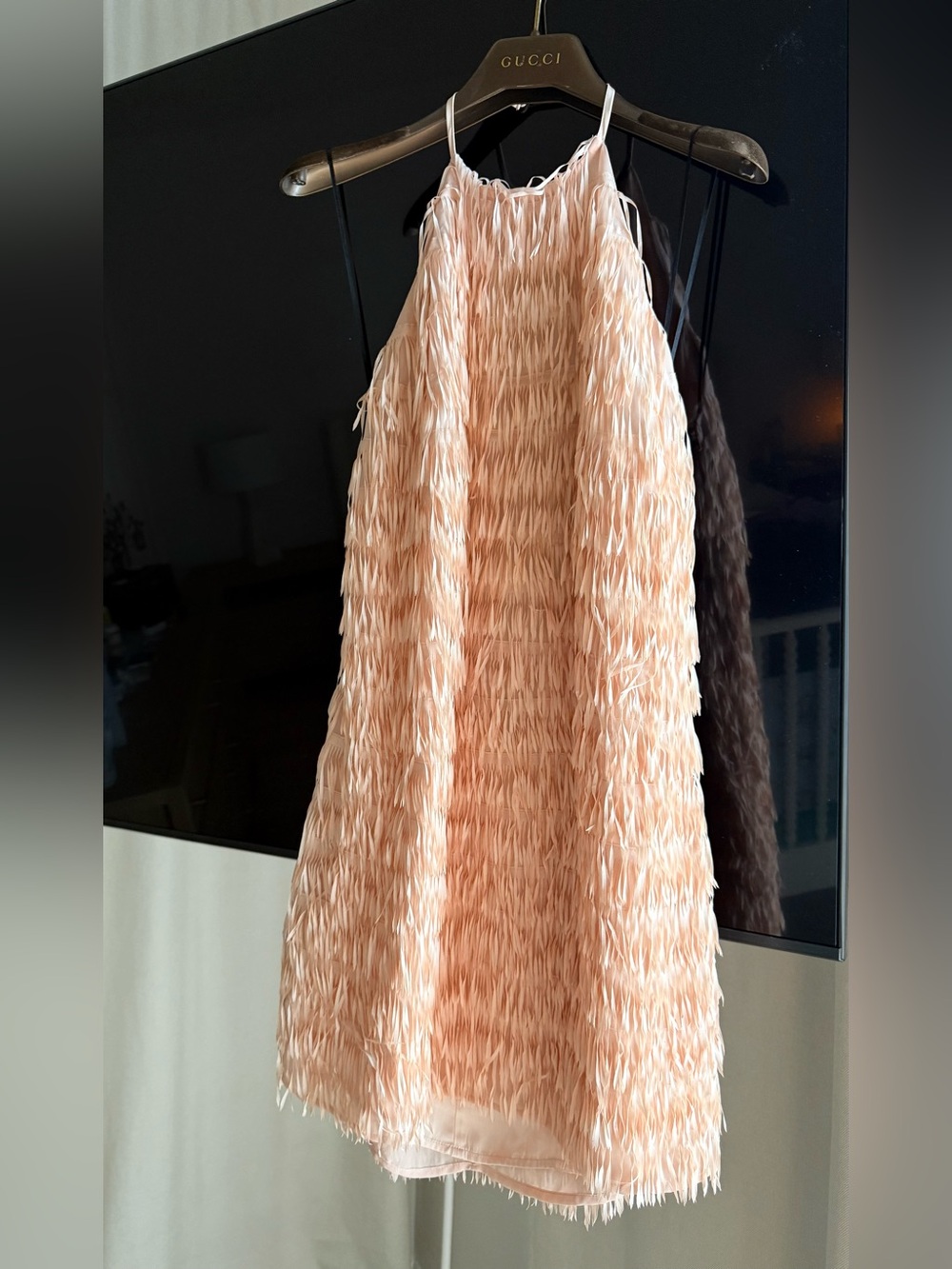 H&M Powder Pink Fringe Halter Party Dress